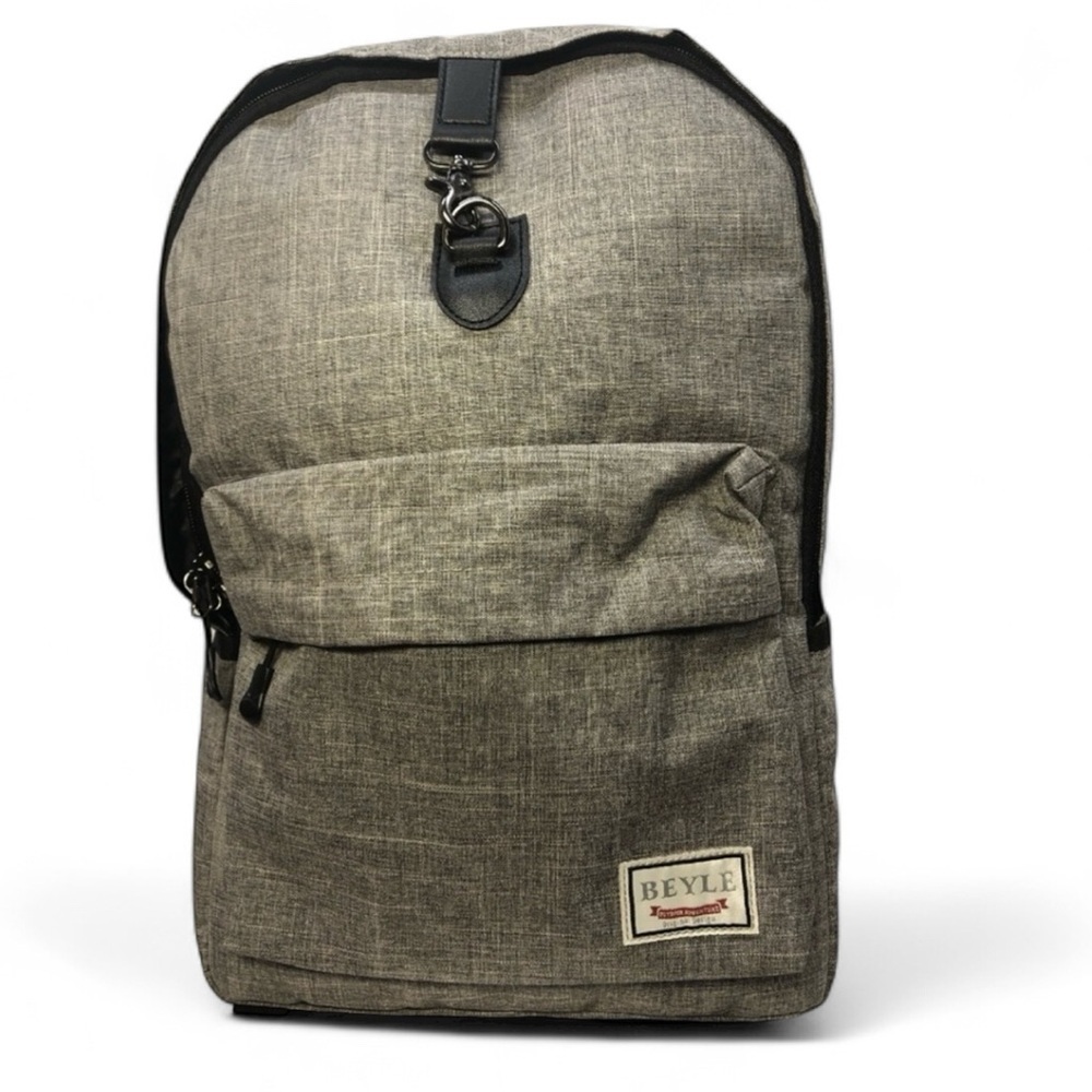 BEYLE Gray Heathered Laptop Backpack with USB Charging Port & Anti-Theft Clip